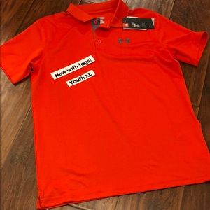 Boys xl Orange Under Armour heat gear polo